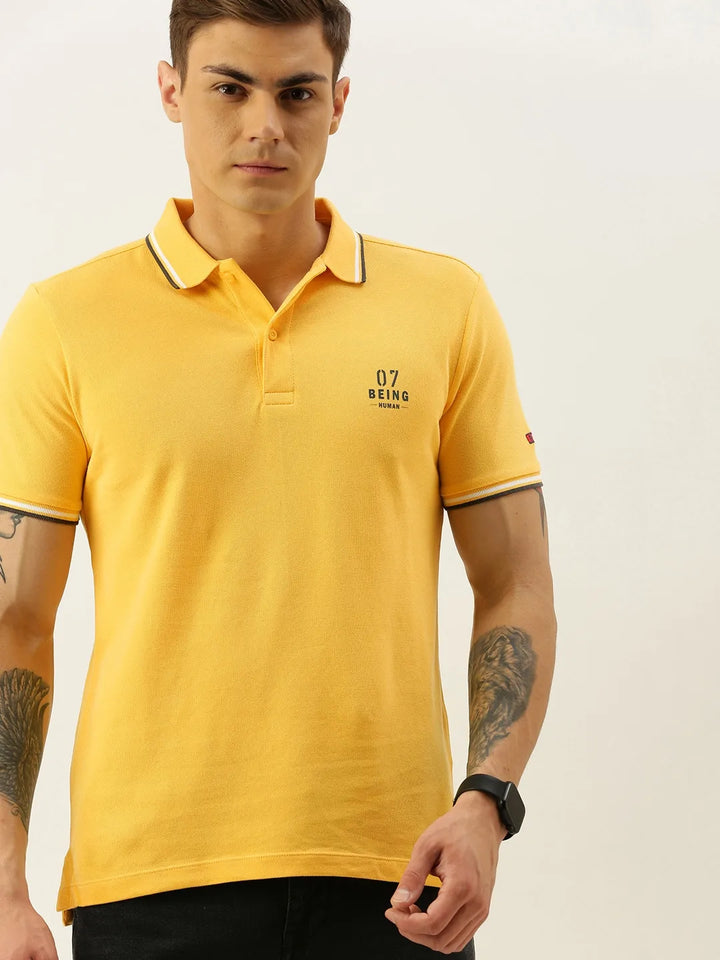 Yellow Regular Fit Men's Polo T-Shirt