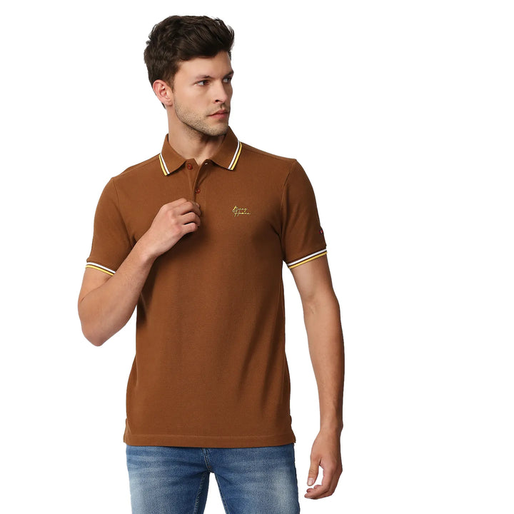 Brown Regular Fit Men's Polo T-Shirt