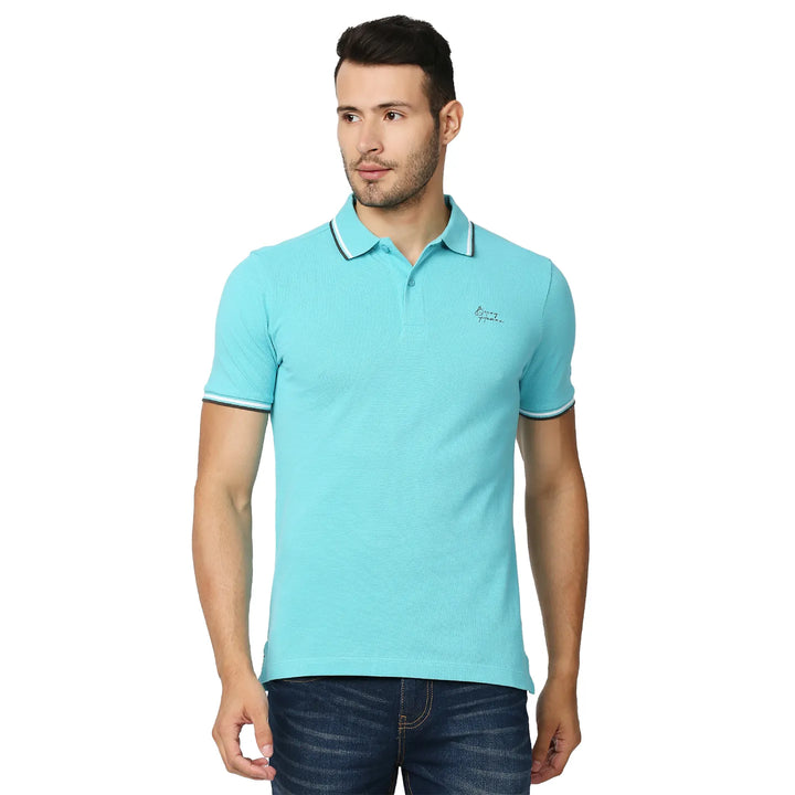 Blue Regular Fit Men's Polo T-Shirt