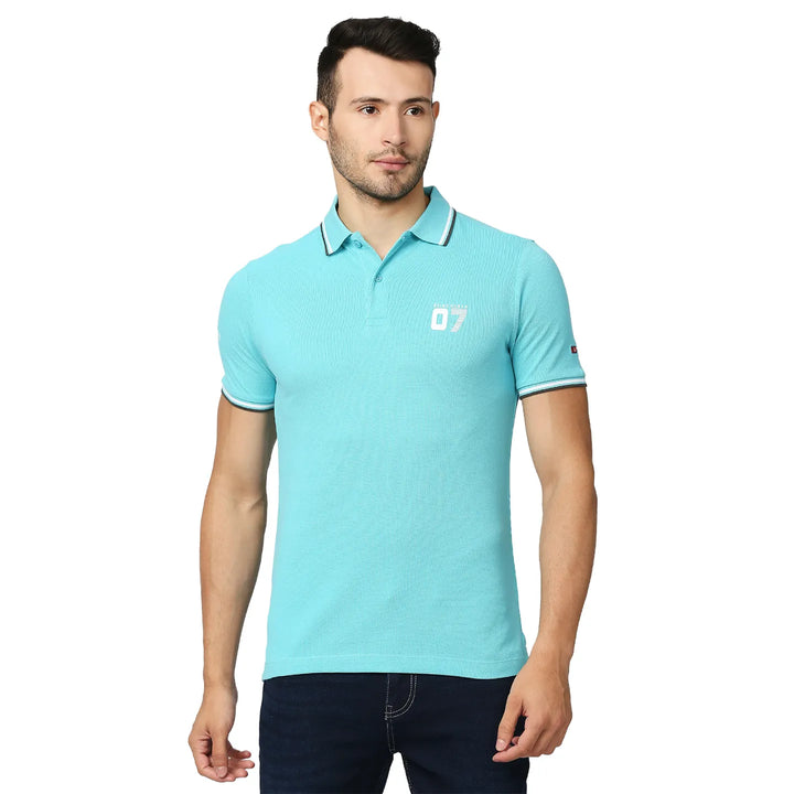 Blue Regular Fit Men's Polo T-Shirt