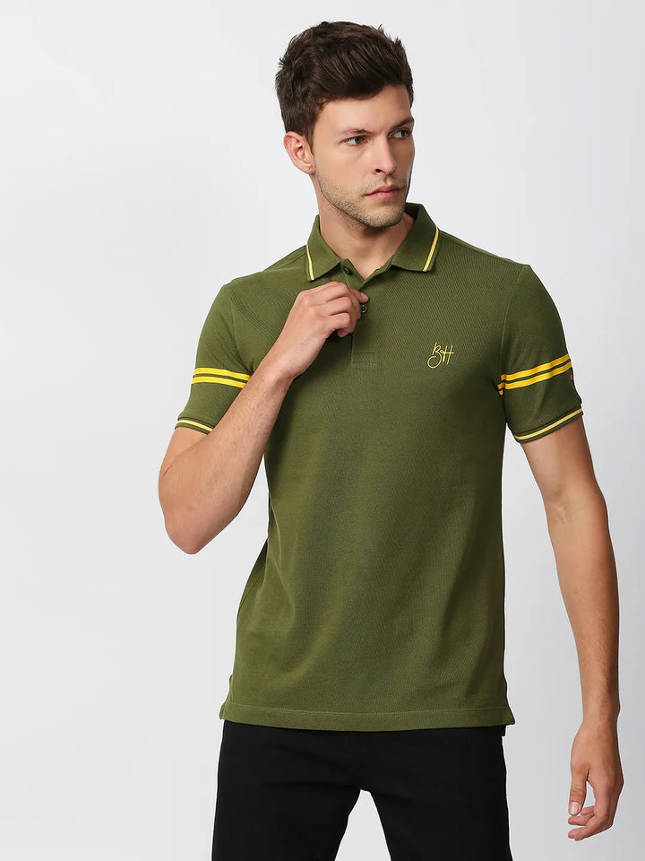 Green Regular Fit Men's Polo T-Shirt