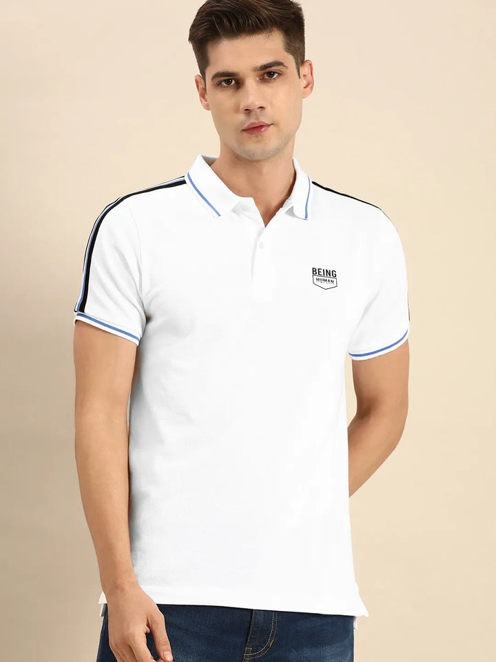 White Regular Fit Men's Polo T-Shirt