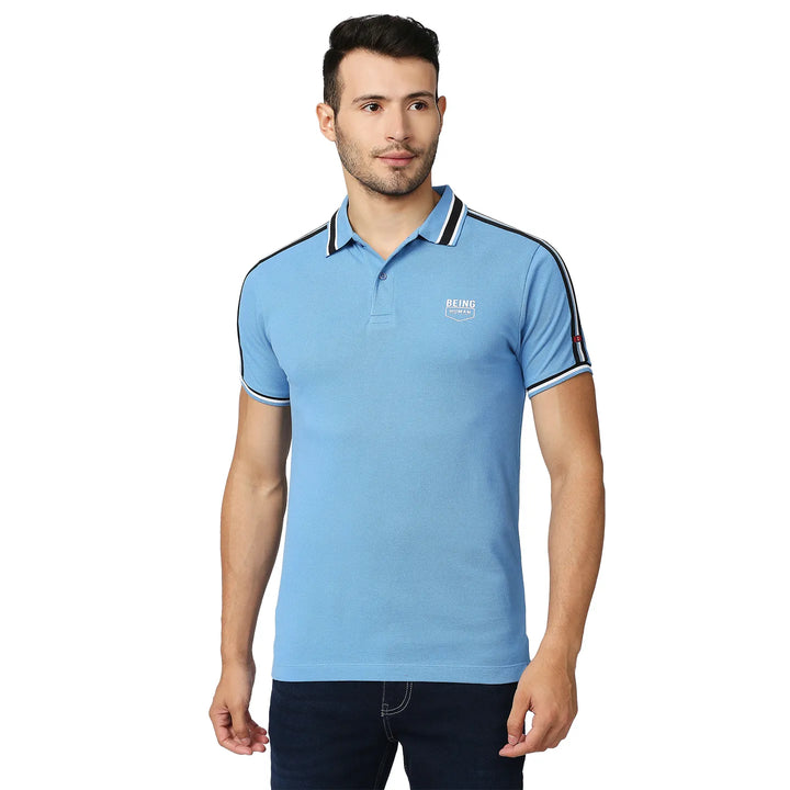 Blue Regular Fit Men's Polo T-Shirt