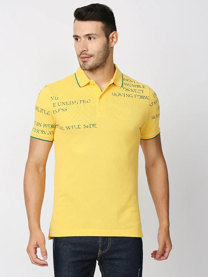 Yellow Regular Fit Men's Polo T-Shirt
