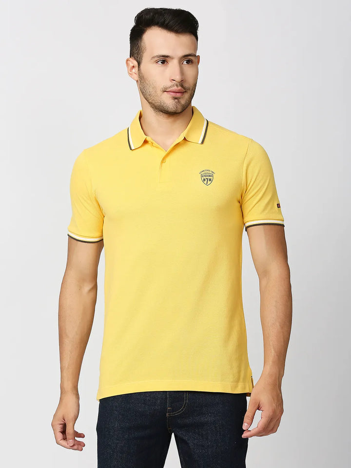Yellow Regular Fit Men's Polo T-Shirt