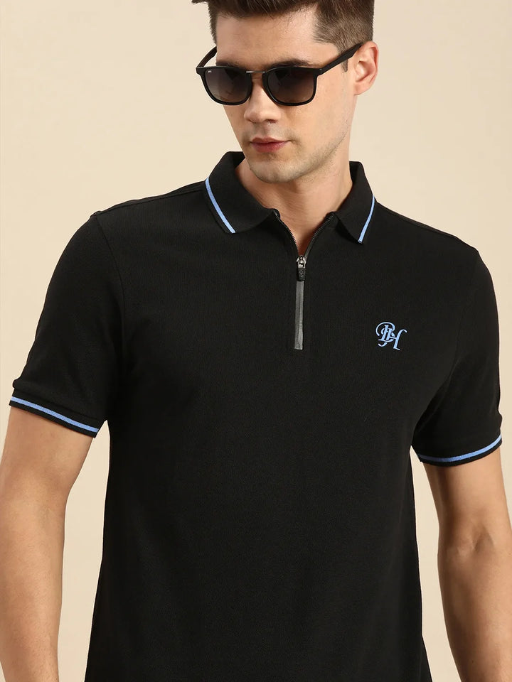 Black Regular Fit Men's Polo T-Shirt