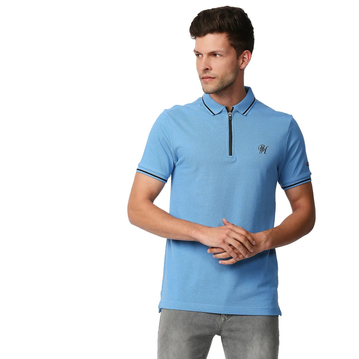 Blue Regular Fit Men's Polo T-Shirt