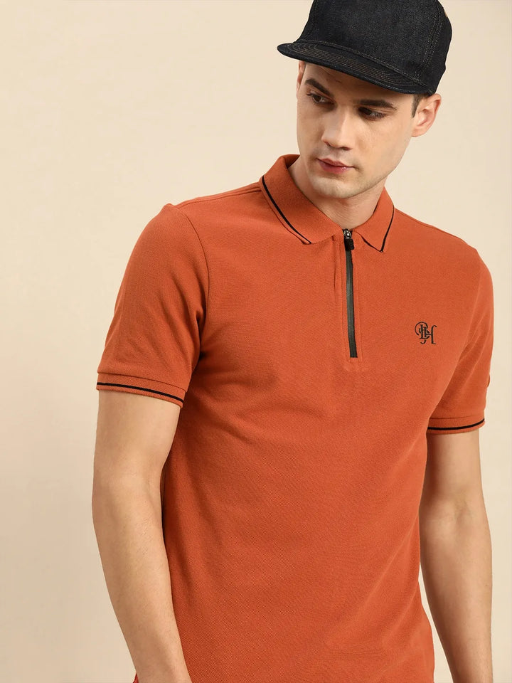 Brown Regular Fit Men's Polo T-Shirt