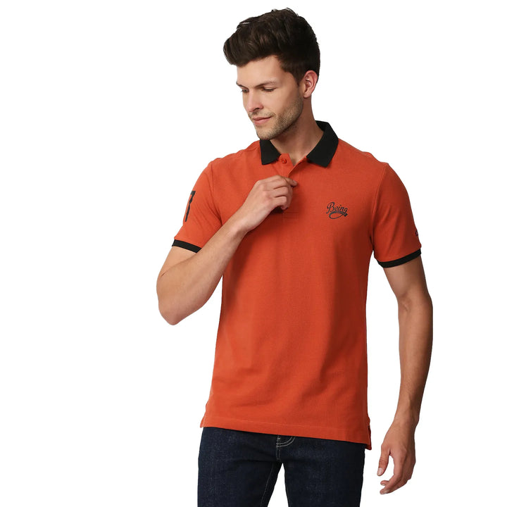Brown Regular Fit Men's Polo T-Shirt