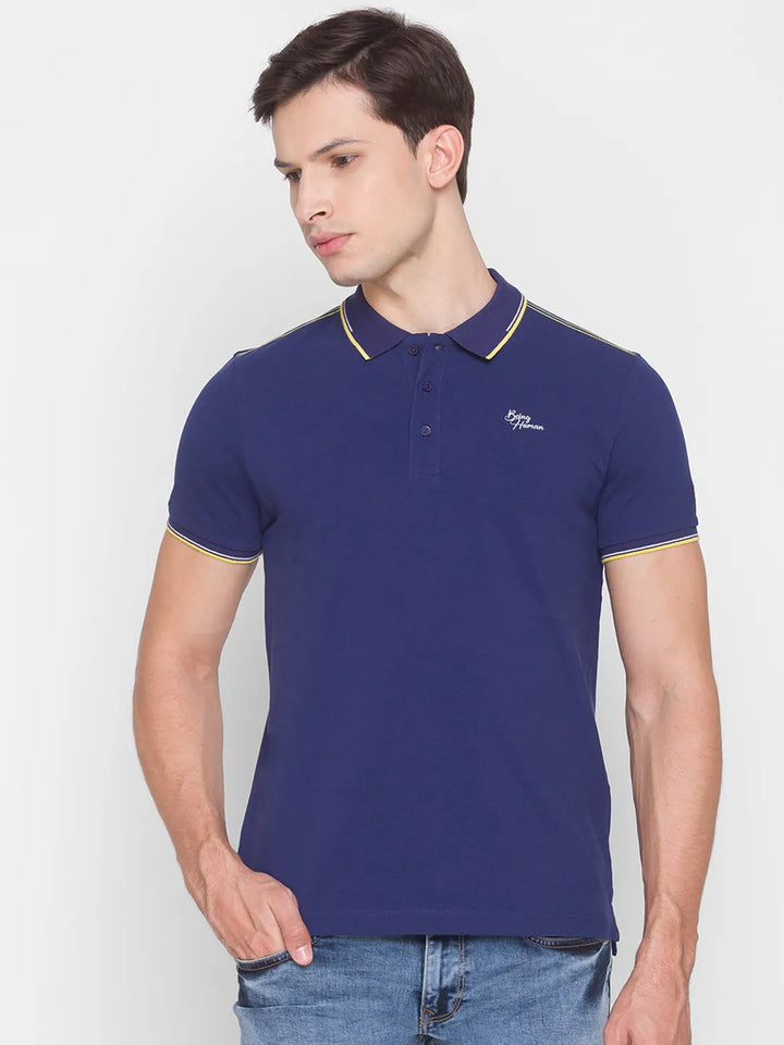 Blue Regular Fit Men's Polo T-Shirt