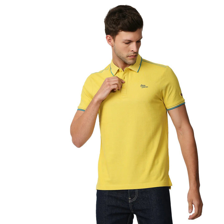Yellow Regular Fit Men's Polo T-Shirt