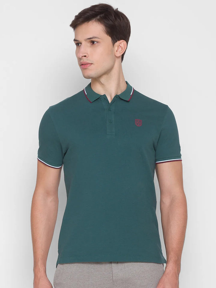 Green Regular Fit Men's Polo T-Shirt by Being Human Clothing