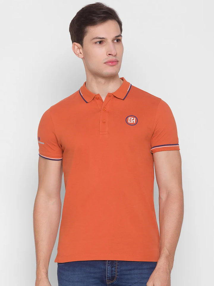 Brown Regular Fit Men's Polo T-Shirt