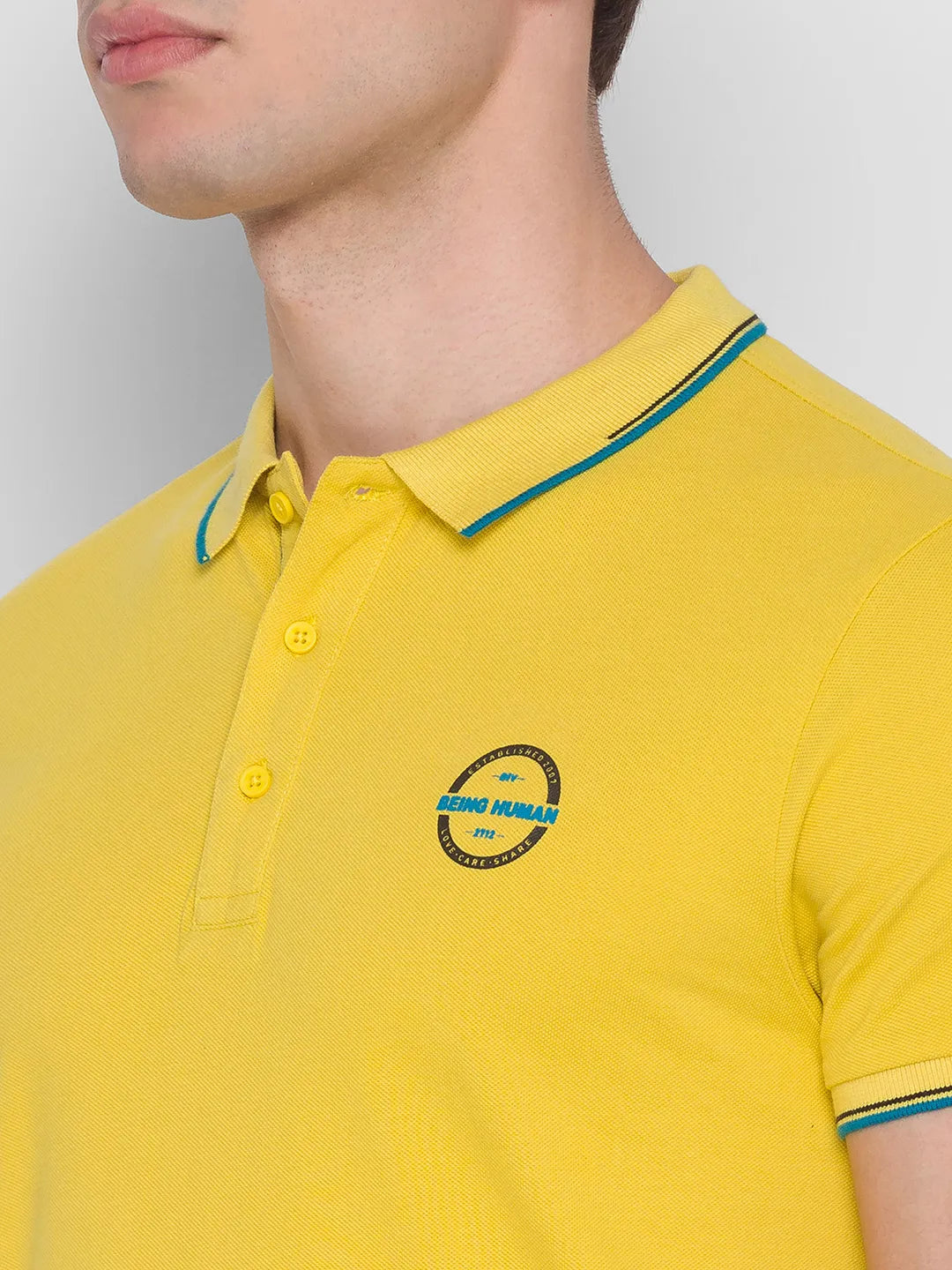 Being Human Clothing Men Regular Fit Polo Neck T-Shirts-Yellow