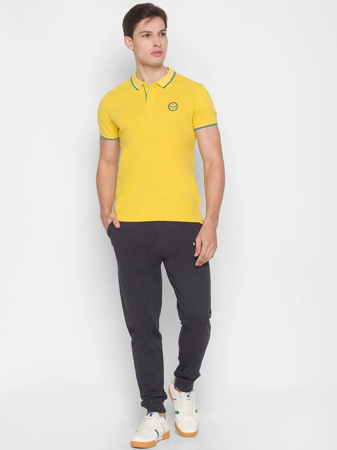 Being Human Clothing Men Regular Fit Polo Neck T-Shirts-Yellow