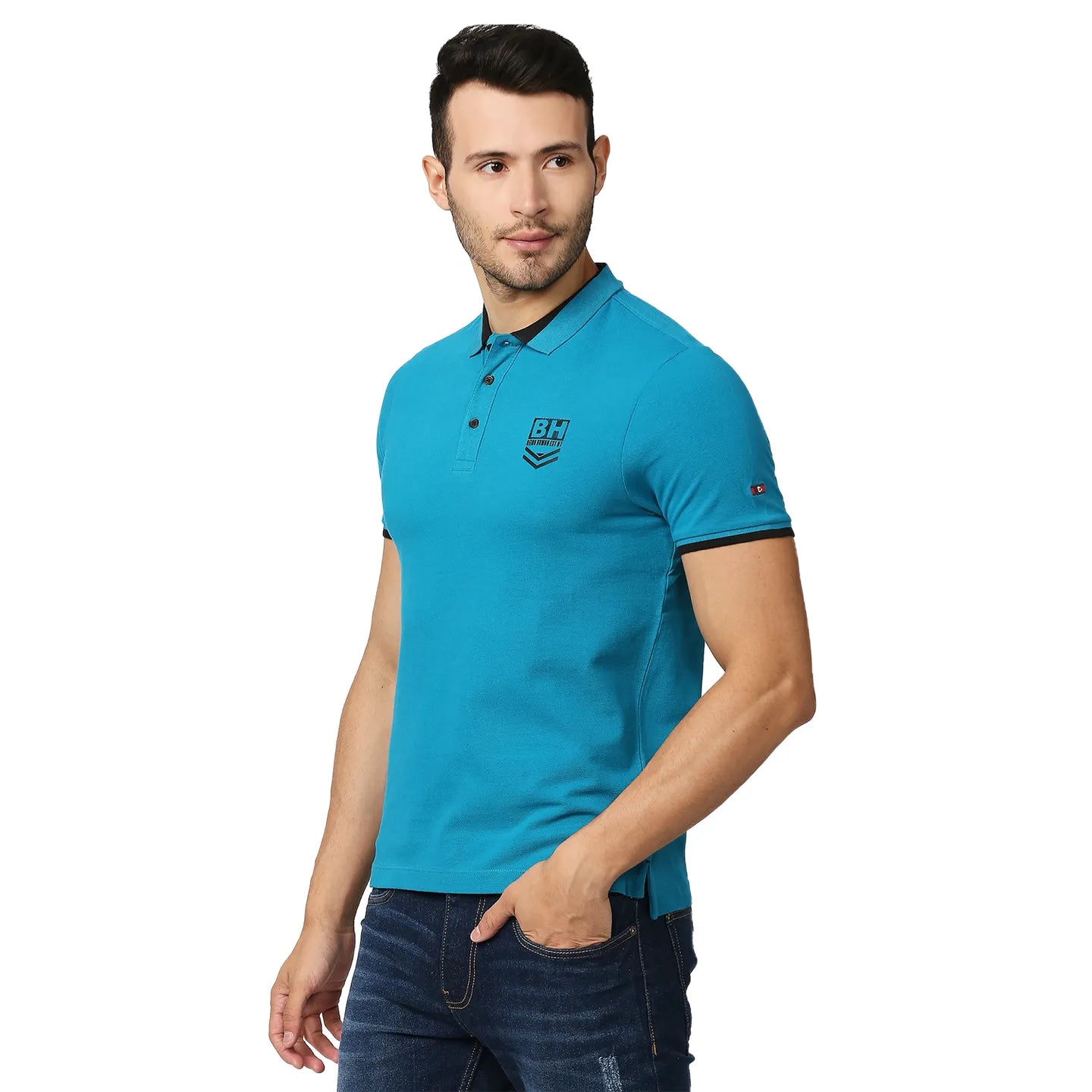 Being Human Clothing Men Regular Fit Polo Neck T-Shirts-Turquoise