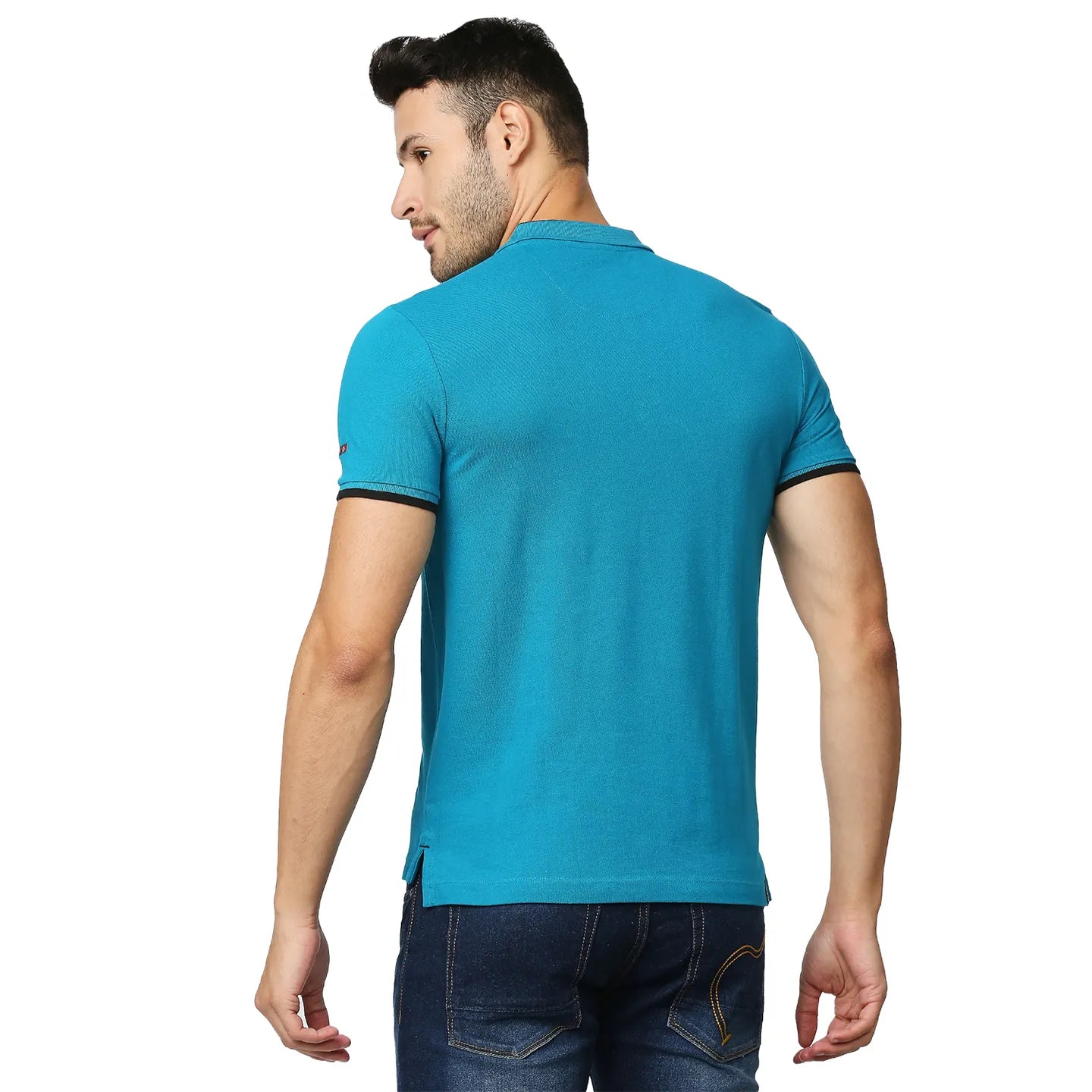 Being Human Clothing Men Regular Fit Polo Neck T-Shirts-Turquoise