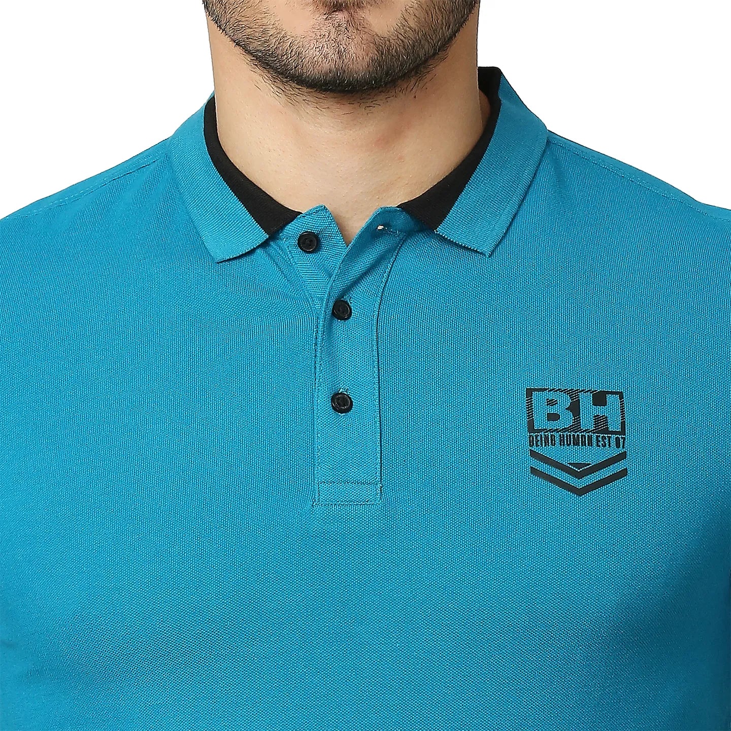 Being Human Clothing Men Regular Fit Polo Neck T-Shirts-Turquoise