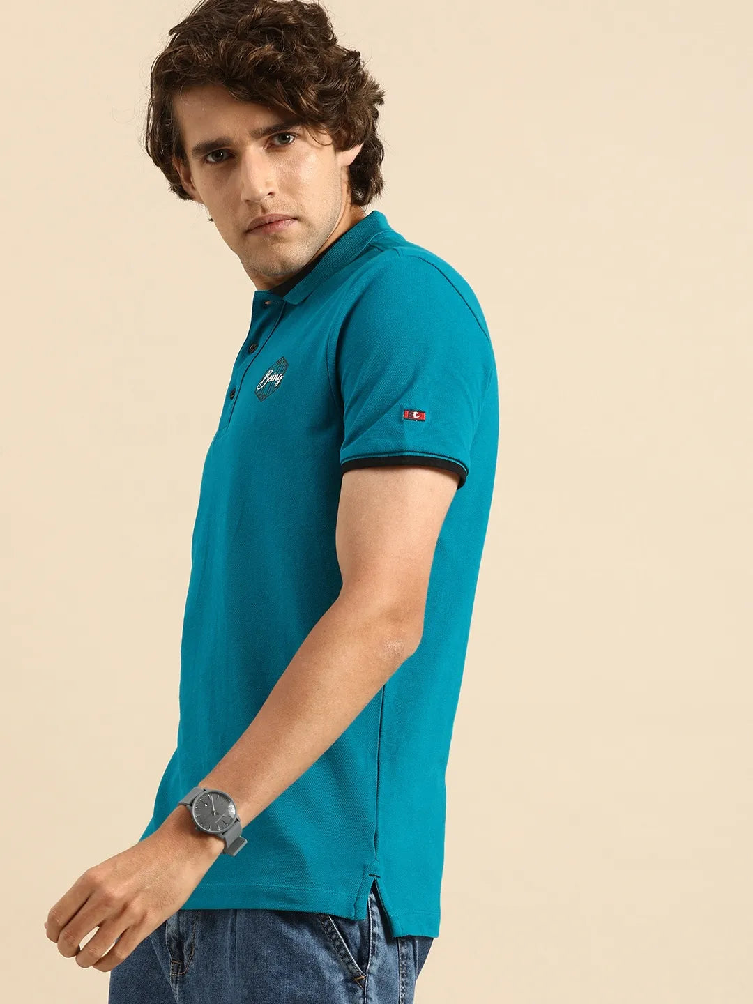 Blue Regular Fit Men's Polo T-Shirt by Being Human Clothing