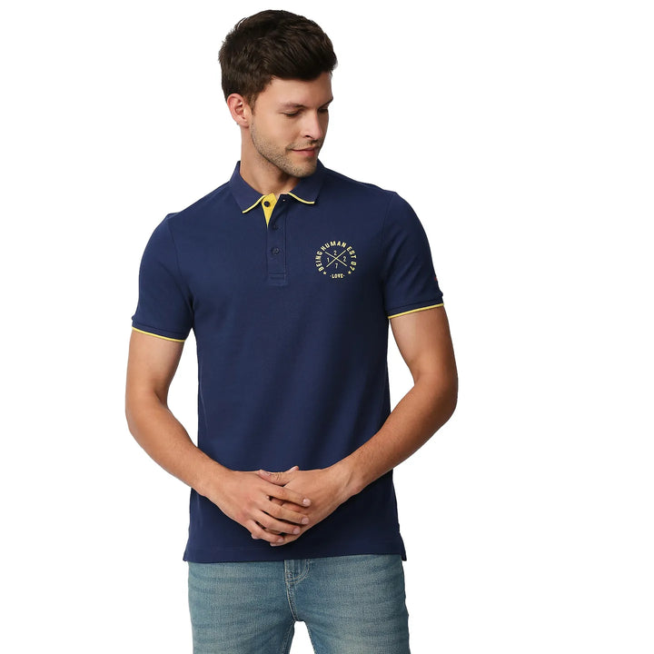 Blue Regular Fit Men's Polo T-Shirt