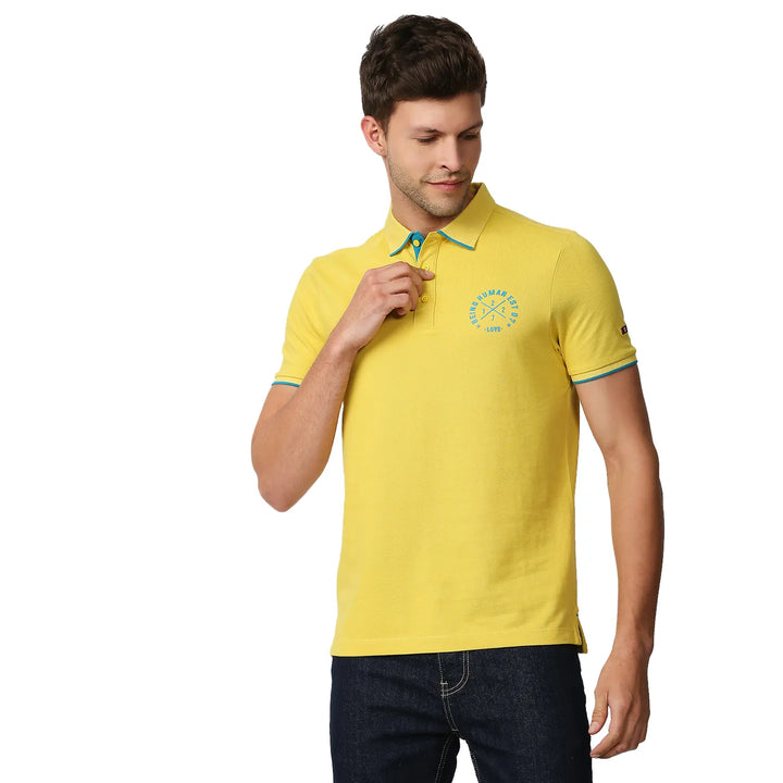Yellow Regular Fit Men's Polo T-Shirt