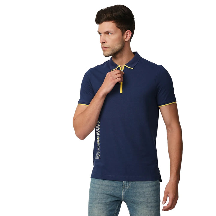 Blue Regular Fit Men's Polo T-Shirt