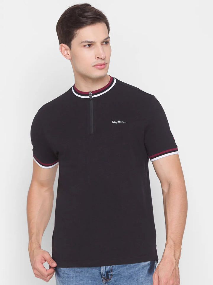 Black Regular Fit Men's Polo T-Shirt
