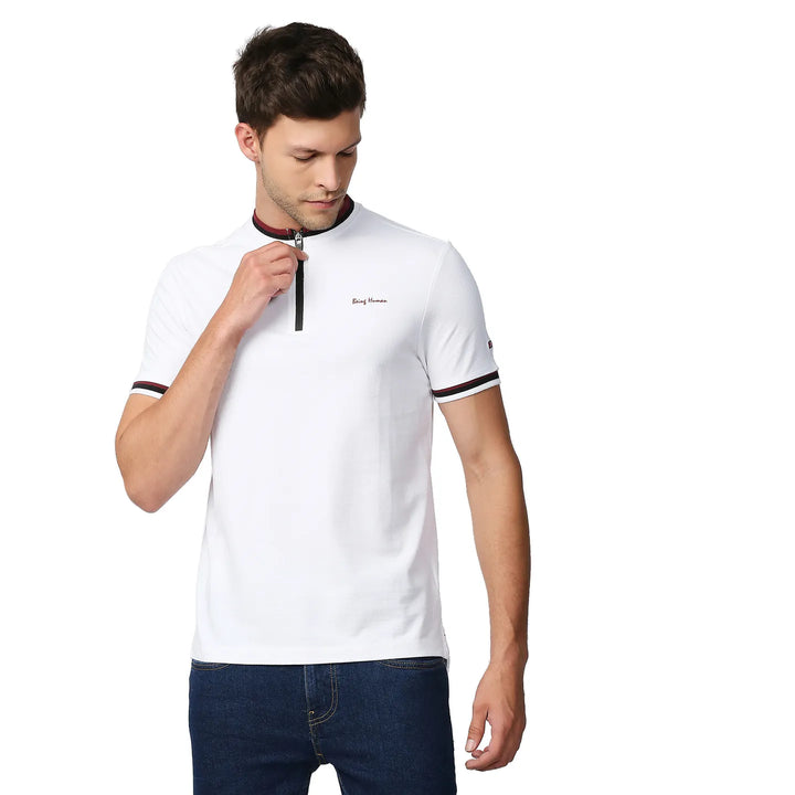 White Regular Fit Men's Polo T-Shirt