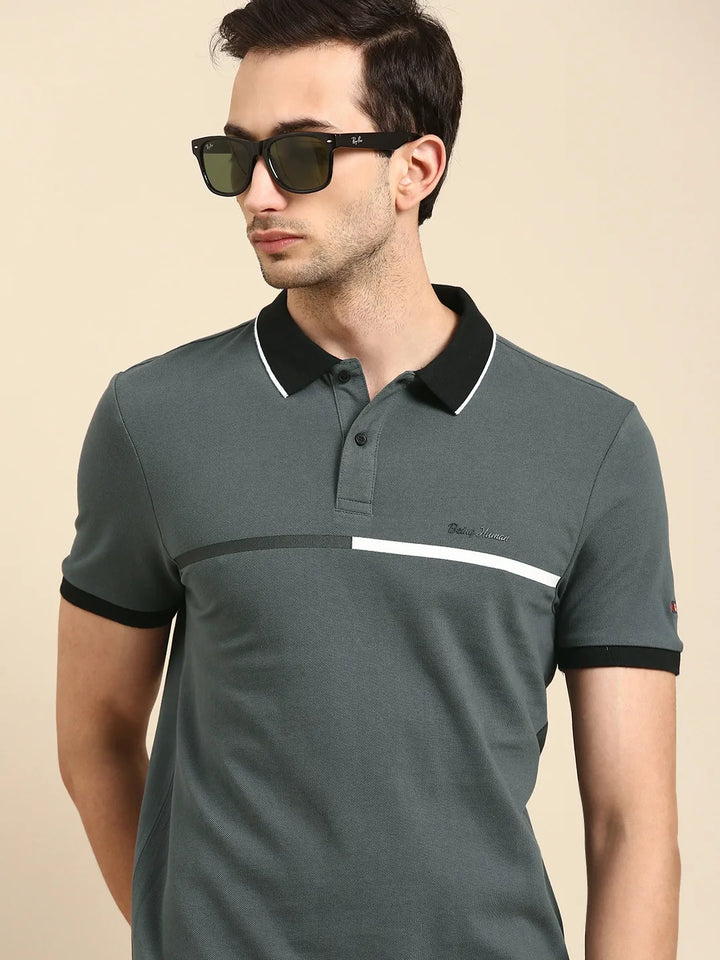 Dark Grey Regular Fit Men's Polo T-Shirt