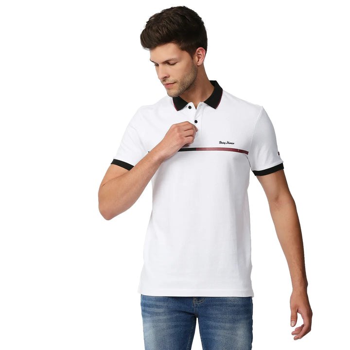 White Regular Fit Men's Polo T-Shirt