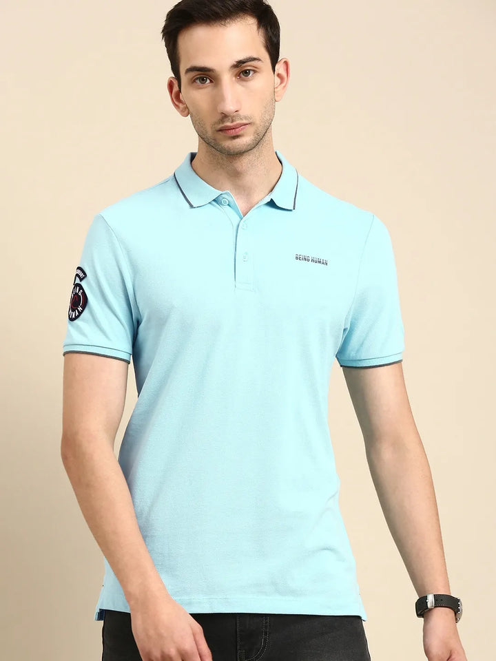 Blue Regular Fit Men's Polo T-Shirt