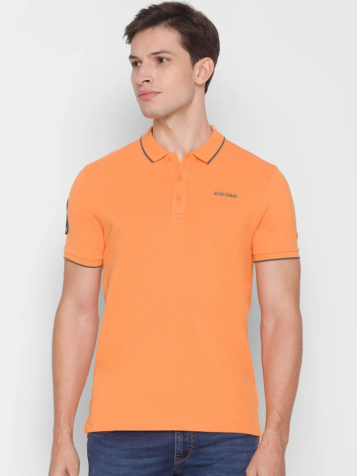 Orange Regular Fit Men's Polo T-Shirt