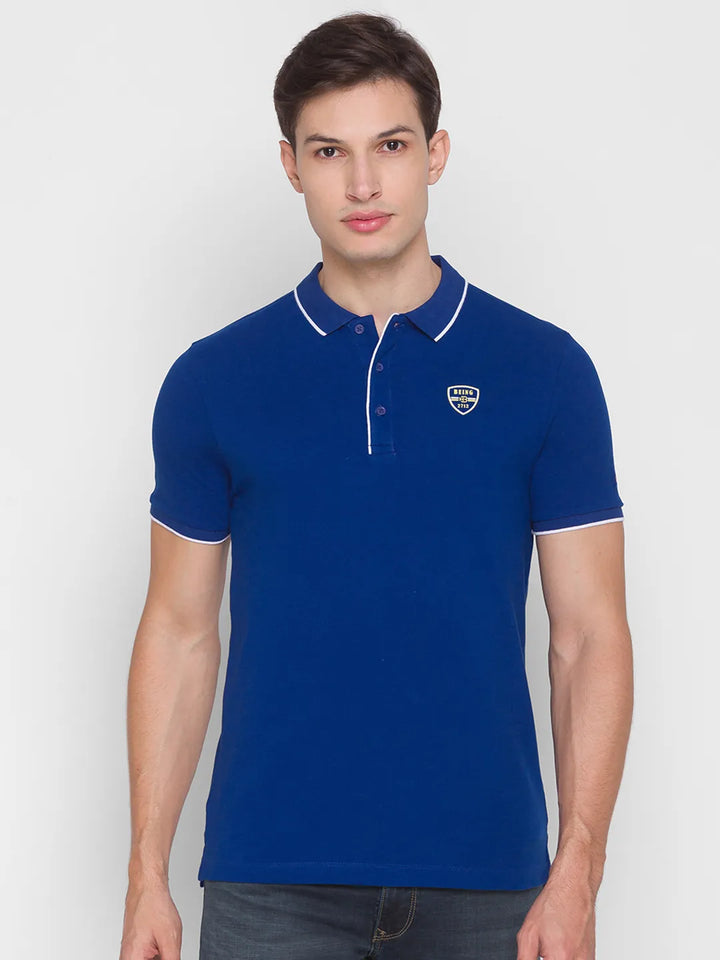 Blue Regular Fit Men's Polo T-Shirt