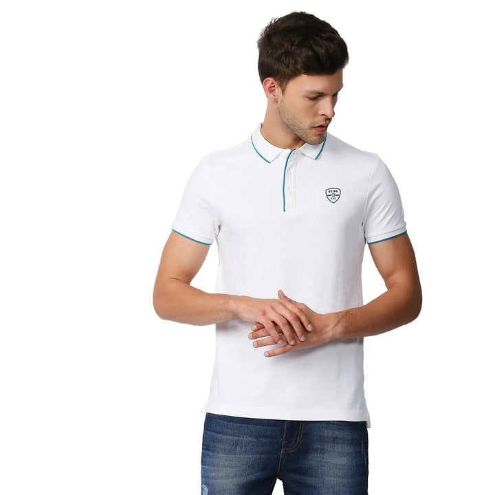 White Regular Fit Men's Polo T-Shirt