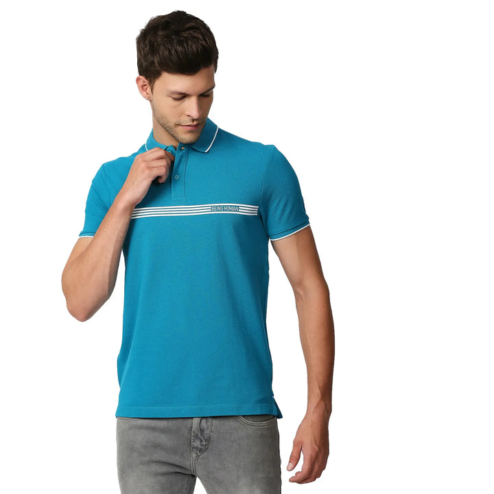 Blue Regular Fit Men's Polo T-Shirt