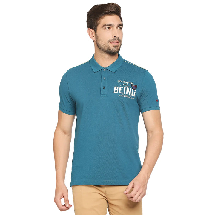 Blue Regular Fit Men's Polo T-Shirt