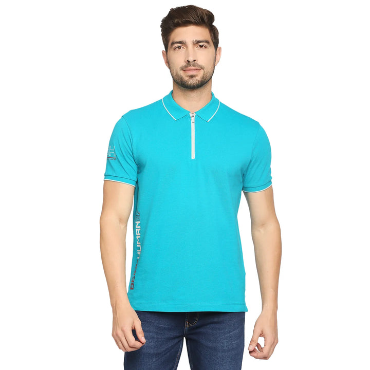 Lake Blue Regular Fit Men's Polo T-Shirt