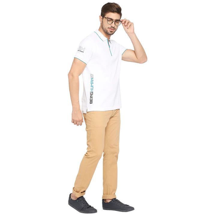White Regular Fit Men's Polo T-Shirt