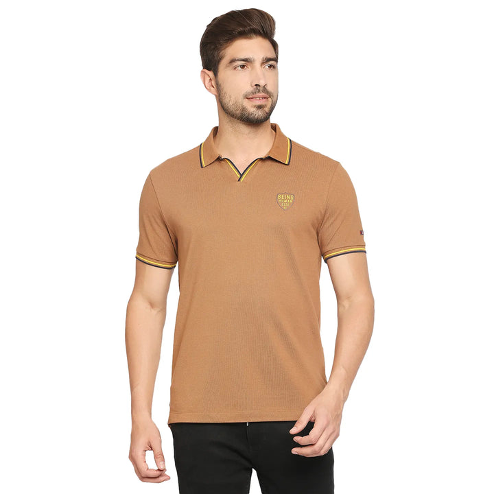 Brown Regular Fit Men's Polo T-Shirt