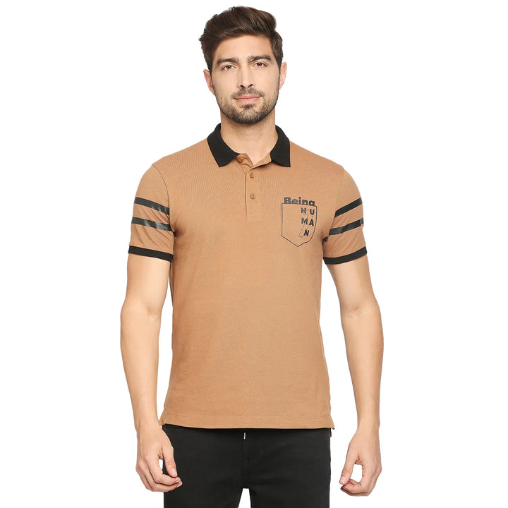 Brown Regular Fit Men's Polo T-Shirt