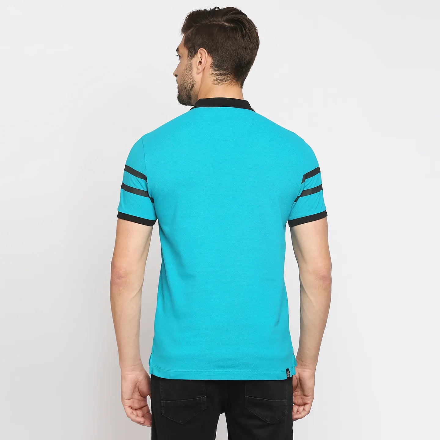 Being Human Clothing Men Regular Fit Polo Neck T-Shirts-Lake Blue