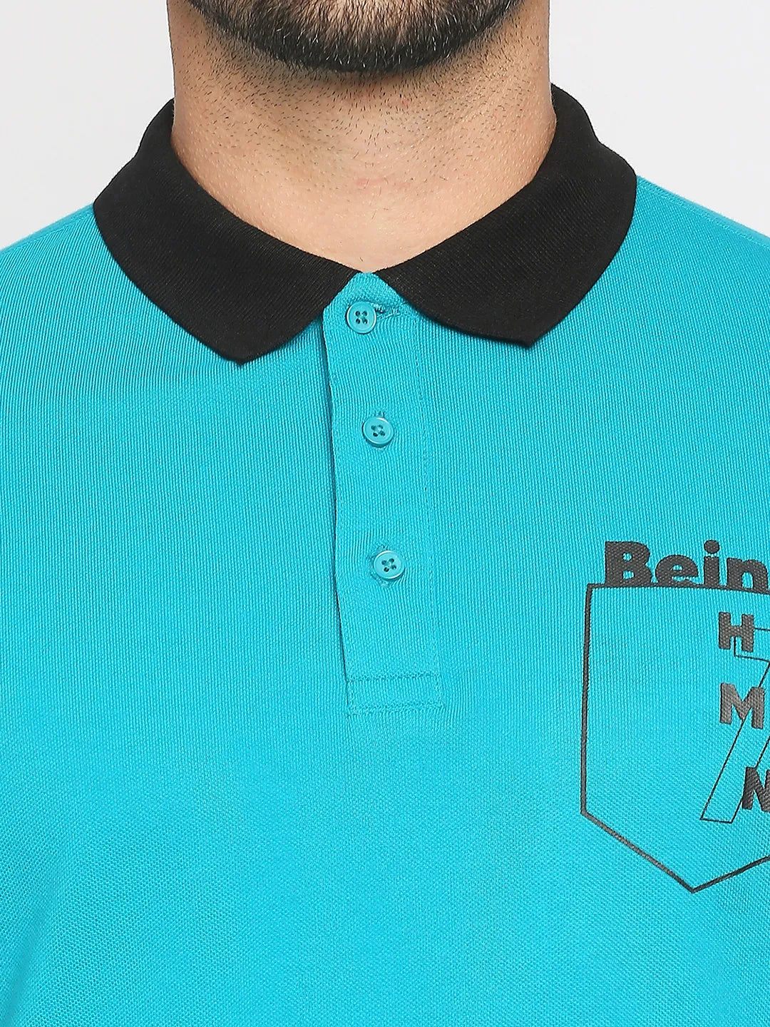 Being Human Clothing Men Regular Fit Polo Neck T-Shirts-Lake Blue
