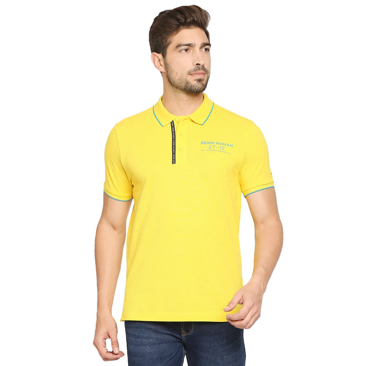 Yellow Regular Fit Men's Polo T-Shirt
