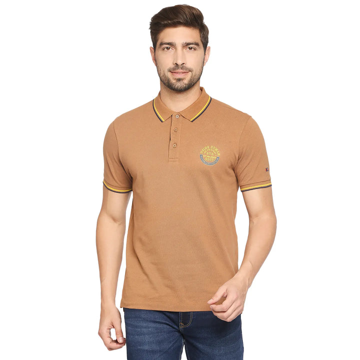 Brown Regular Fit Men's Polo T-Shirt