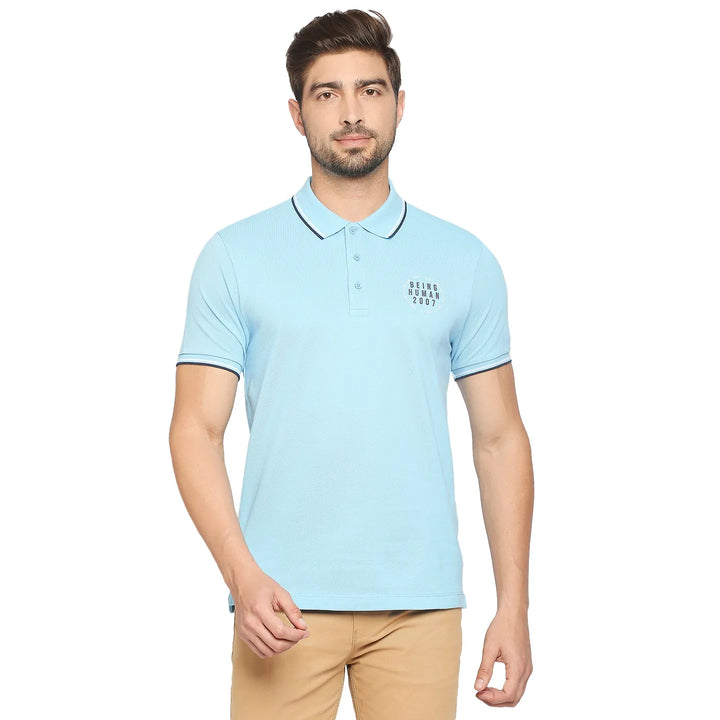 Blue Regular Fit Men's Polo T-Shirt