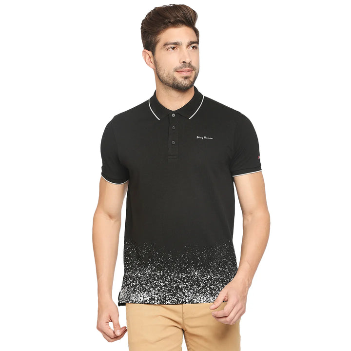 Black Regular Fit Men's Polo T-Shirt