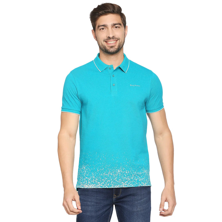 Lake Blue Regular Fit Men's Polo T-Shirt
