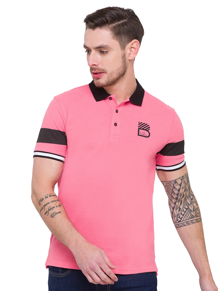 Pink Regular Fit Men's Polo T-Shirt