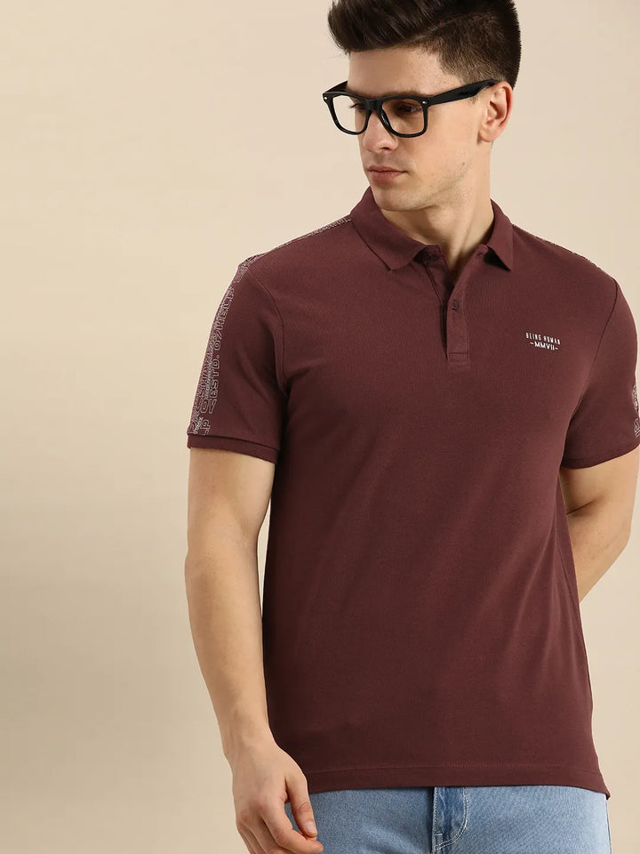 Red Regular Fit Men's Polo T-Shirt by Being Human Clothing