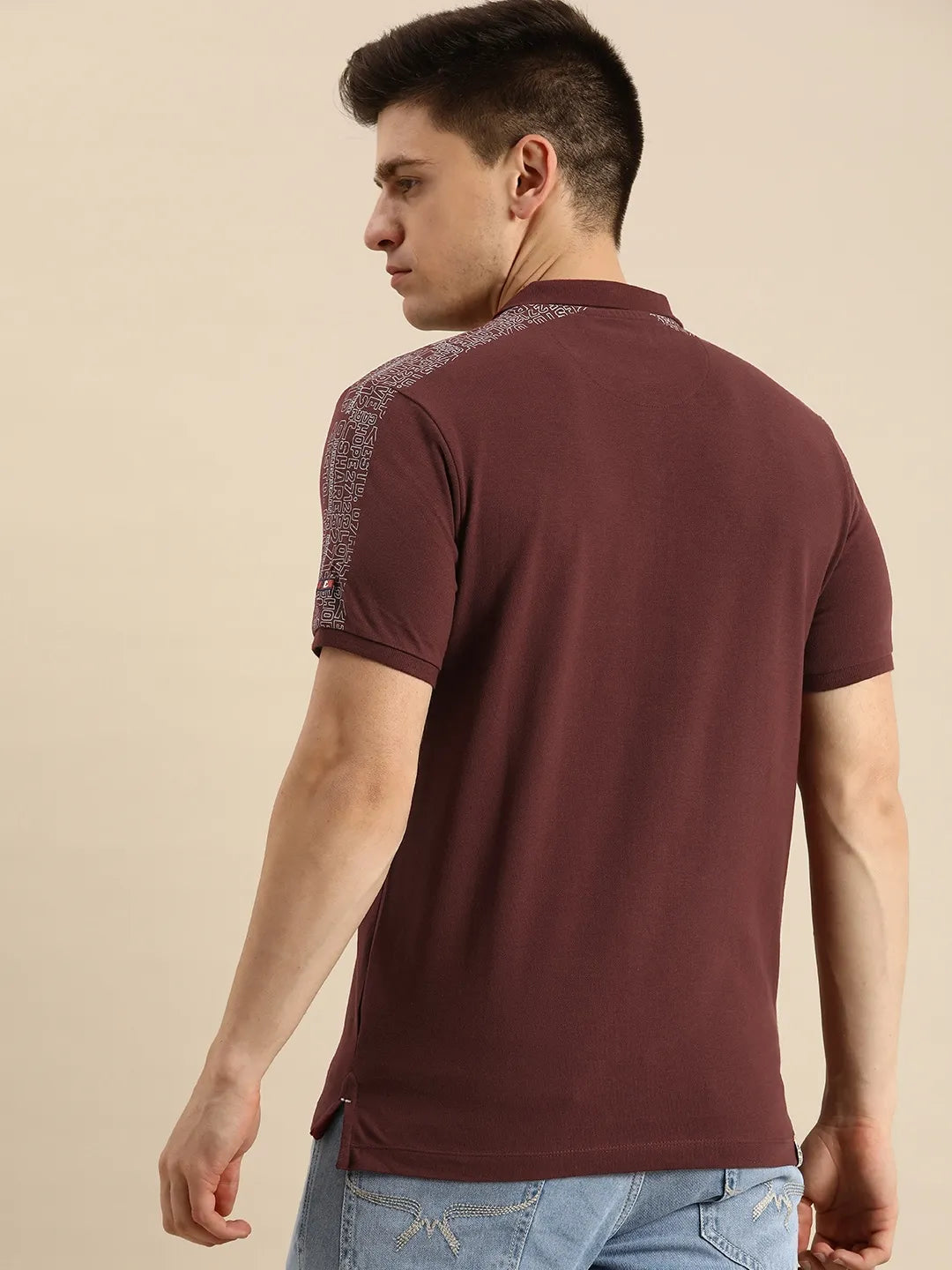 Red Regular Fit Men's Polo T-Shirt by Being Human Clothing